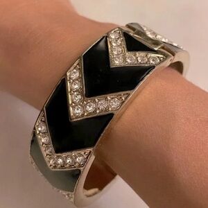 ✨ Main Character Energy: Ann Taylor Black & Crystal Cuff Bangle Quiet Luxury